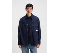 Langarmhemd HUGO "Ebargo", Herren, Gr. M (39/40), N-Gr, navy411, Web, Obermaterial: 100% Baumwolle, gestreift, oversize normal, Rundhals, 1-Knopf-Manschette, Hemden, Kentkragen, oversize fit, Denim-Op