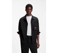 Langarmhemd HUGO "Emmond", Herren, Gr. L (41/42), N-Gr, schwarz001, Web, Obermaterial: 75% Baumwolle, 25% Polyamid, unifarben, oversize normal, Rundhals, Manschette, Hemden, Oversize Fit, 2-Wege-Zippe