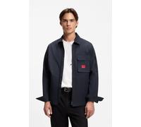 Langarmhemd HUGO "Emmond", Herren, Gr. XL (43/44), N-Gr, dunkelblau405, Web, Obermaterial: 75% Baumwolle, 25% Polyamid, unifarben, oversize normal, Rundhals, Manschette, Hemden, Oversize Fit, 2-Wege-Z