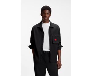 Langarmhemd HUGO "Emmond", Herren, Gr. XXL (45/46), N-Gr, schwarz001, Web, Obermaterial: 75% Baumwolle, 25% Polyamid, unifarben, oversize normal, Rundhals, Manschette, Hemden, Oversize Fit, 2-Wege-Zip