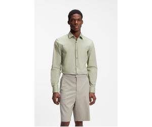 Langarmhemd HUGO "Kenno", Herren, Gr. 41, N-Gr, light, pastel grün337, Web, Obermaterial: 100% Baumwolle, unifarben, slim fit normal, Rundhals, 2-Knopf-Manschette mit Schlitz, Hemden, Slim-Fit Hemd au