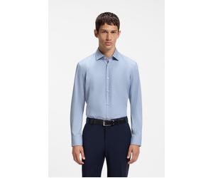 Langarmhemd HUGO "Kenno", Herren, Gr. 43, N-Gr, light, pastel blau459, Web, Obermaterial: 100% Baumwolle, unifarben, slim fit normal, Rundhals, 2-Knopf-Manschette mit Schlitz, Hemden, Slim-Fit Hemd au