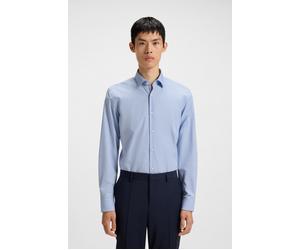 Langarmhemd HUGO "Kenno", Herren, Gr. 44, N-Gr, light, pastel blau459, Web, Obermaterial: 100% Baumwolle, unifarben, slim fit normal, Rundhals, 2-Knopf-Manschette mit Schlitz, Hemden, Slim-Fit Hemd au