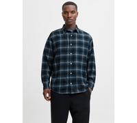 Langarmhemd JACK & JONES "JCOCOVER CHECKED FLANNEL SHIRT LS", Damen, Gr. L, N-Gr, pageant blau checks:shadow, Web, Obermaterial: 100% Baumwolle, kariert, relaxed fit normal, Hemden Langarmhemd (202248