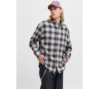 Langarmhemd JACK & JONES "JCOCOVER CHECKED FLANNEL SHIRT LS", Damen, Gr. M, N-Gr, phantom checks:shadow, Web, Obermaterial: 100% Baumwolle, kariert, relaxed fit normal, Hemden Langarmhemd (59386808-M)