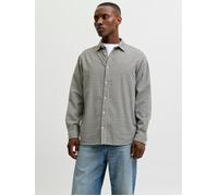 Langarmhemd JACK & JONES "JJCARTER CHECK SHIRT LS SN", Herren, Gr. S, N-Gr, cloud dancer, Web, Obermaterial: 100% Baumwolle, kariert, relaxed fit normal, ohne Ausschnitt, 2-Knopf-Manschette, Hemden, B