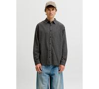 Langarmhemd JACK & JONES "JJCARTER CHECK SHIRT LS SN", Herren, Gr. XXL, N-Gr, schwarz, Web, Obermaterial: 100% Baumwolle, kariert, relaxed fit normal, ohne Ausschnitt, 2-Knopf-Manschette, Hemden, Baum