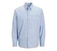 Langarmhemd JACK & JONES "JJCOLE POPLIN STRIPE SHIRT LS", Herren, Gr. XL, N-Gr, chambray blau detail:solid, Web, Obermaterial: 100% Baumwolle, unifarben, relaxed fit, Hemden (28150855-XL) chambray bla