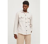 Langarmhemd JACK & JONES "JJEBRADLEY OLLIE OVERSHIRT LS NOOS", Herren, Gr. XXL, N-Gr, beige (peyote), Web, Obermaterial: 70% Polyester, 21% Polyacryl, 6% Polyamid, 2% Viskose, 1% Wolle, unifarben, loo