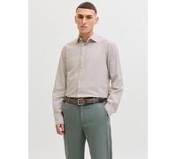 Langarmhemd JACK & JONES "JJEBREEZE LINEN BLEND SHIRT L/S SN", Herren, Gr. L, N-Gr, string, Web, Obermaterial: 70% Baumwolle, 30% Leinen, unifarben, Hemden, mit Knopfleiste (20379756-L) string