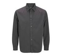 Langarmhemd JACK & JONES "JJECHARGE FADED SHIRT LS NOOS", Herren, Gr. M, N-Gr, schwarz, Web, Obermaterial: 100% Baumwolle, unifarben, relaxed fit, Hemden (28070159-M) schwarz