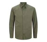 Langarmhemd JACK & JONES "JJECHARGE FADED SHIRT LS NOOS", Herren, Gr. XXL, N-Gr, grün (dusty olive), Web, Obermaterial: 100% Baumwolle, unifarben, relaxed fit, Hemden (44372939-XXL) dusty olive