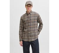 Langarmhemd JACK & JONES "JJECLASSIC FLANNEL CHECK SHIRT LS SN", Damen, Gr. XXL, N-Gr, braun (otter), Web, Obermaterial: 100% Baumwolle, kariert, regular fit, Umschlagbund, Hemden Langarmhemd (4661763