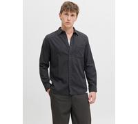 Langarmhemd JACK & JONES "JJECLASSIC MELANGE SHIRT L/S NOOS", Herren, Gr. M, N-Gr, grau (dunkelgrau melange), Web, Obermaterial: 100% Baumwolle, meliert, comfort fit, Hemden (88069266-M) dunkelgrau me