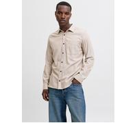 Langarmhemd JACK & JONES "JJECLASSIC MELANGE SHIRT L/S NOOS", Herren, Gr. S, N-Gr, beige (oatmeal), Web, Obermaterial: 100% Baumwolle, modisch, comfort fit, Langarm, Hemden (62344647-S) oatmeal
