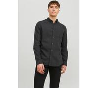 Langarmhemd JACK & JONES "JJECLASSIC MELANGE SHIRT LS SN", Damen, Gr. S, N-Gr, grau (dunkelgrau melange), Web, Obermaterial: 100% Baumwolle, unifarben, slim fit, Ärmel mit Ärmelschlitz 2-Knopf-Mansche