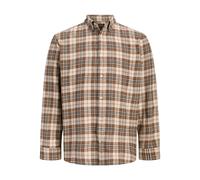 Langarmhemd JACK & JONES "JJEFIELD CHECK SHIRT LS SN", Herren, Gr. M, N-Gr, cocoa, Web, Obermaterial: 100% Baumwolle, kariert, normal normal, ohne Ausschnitt, 2-Knopf-Manschette, Hemden, Baumwolle, no