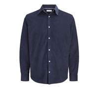 Langarmhemd JACK & JONES "JJEFIELD CORD SHIRT LS SN", Herren, Gr. M, N-Gr, navy blazer, Web, Obermaterial: 100% Baumwolle, unifarben, regular fit normal, ohne Ausschnitt, 1-Knopf-Manschette, Hemden, B