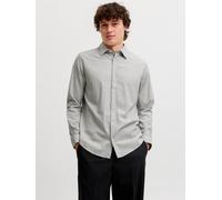 Langarmhemd JACK & JONES "JJEFIELD MELANGE SHIRT LS SN", Herren, Gr. L, N-Gr, grau (light grau melange), Web, Obermaterial: 100% Baumwolle, meliert, unifarben, regular fit normal, ohne Ausschnitt, Ärm