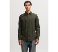 Langarmhemd JACK & JONES "JJEFIELD MELANGE SHIRT LS SN", Herren, Gr. XL, N-Gr, grün (rosin), Hemden, Baumwolle, normal geschnitten (26026566-XL) rosin