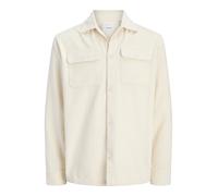 Langarmhemd JACK & JONES "JJEREGENT CORD OVERSHIRT LS SN", Herren, Gr. L, N-Gr, beige (antique weiß), Web, Obermaterial: 100% Baumwolle, unifarben, relaxed fit normal, ohne Ausschnitt, 1-Knopf-Mansche