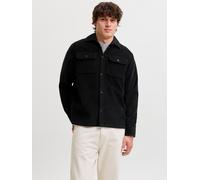 Langarmhemd JACK & JONES "JJEREGENT CORD OVERSHIRT LS SN", Herren, Gr. XL, N-Gr, schwarz, Web, Obermaterial: 100% Baumwolle, unifarben, relaxed fit normal, ohne Ausschnitt, 1-Knopf-Manschette, Hemden,