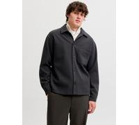 Langarmhemd JACK & JONES "JJEREGENT OVERSHIRT LS SN", Herren, Gr. XL, N-Gr, grau (dunkelgrau melange), Web, Obermaterial: 100% Polyester, meliert, unifarben, relaxed fit normal, ohne Ausschnitt, Hemde