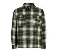 Langarmhemd JACK & JONES "JJEREGENT STRUCTURE OVERSHIRT LS SN", Herren, Gr. M, N-Gr, grün (rosin checks:check), Web, Obermaterial: 100% Polyester, kariert, relaxed fit normal, ohne Ausschnitt, Hemden,