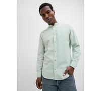 Langarmhemd JACK & JONES "JJESUMMER BAND SHIRT LS SN", Herren, Gr. S, N-Gr, grün (iceberg grün), Web, Obermaterial: 83% Baumwolle, 17% Leinen, unifarben, modisch, comfort fit taillenbedeckt, ohne Auss