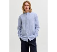 Jack & Jones Langarmhemd JJESUMMER LINEN BLEND – 70% Baumwolle, 30% Leinen, gestreift, Herren Gr. M