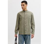 JACK&JONES - JJESUMMER LINEN BLEND BAND SHIRT L/S SN Dusty Olive - Gr. - XS