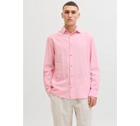 Langarmhemd JACK & JONES "JJESUMMER LINEN BLEND SHIRT L/S SN", Herren, Gr. L, N-Gr, prism pink, Web, Obermaterial: 70% Baumwolle, 30% Leinen, unifarben, normal normal, Hemden, Baumwollmischung, regula