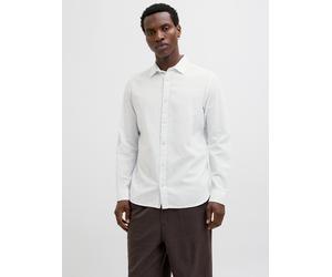 Langarmhemd JACK & JONES "JJESUMMER SHIRT LS SN", Herren, Gr. XS, N-Gr, weiß, Web, Obermaterial: 83% Baumwolle, 17% Leinen, unifarben, comfort fit taillenbedeckt, ohne Ausschnitt, Manschette, Hemden,