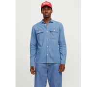 Langarmhemd JACK & JONES "JJETRAVIS SHIRT LS NOOS", Herren, Gr. S, N-Gr, blau (light blau denim), Web, Obermaterial: 100% Baumwolle, unifarben, comfort fit taillenbedeckt, ohne Ausschnitt, Manschette,