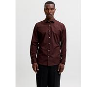 Langarmhemd JACK & JONES "JJJOE SHIRT LS PLAIN", Herren, Gr. XXL, N-Gr, braun (bitter chocolate), Web, Obermaterial: 65% Polyester, 35% Baumwolle, unifarben, slim fit normal, ohne Ausschnitt, Ärmel mi