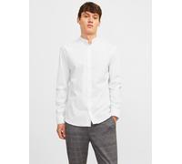 Langarmhemd JACK & JONES "JJJOE SHIRT LS PLAIN MAO", Herren, Gr. M, N-Gr, weiß, Web, Obermaterial: 65% Polyester, 35% Baumwolle, unifarben, slim fit hüftlang, Hemden (63668618-M) weiß