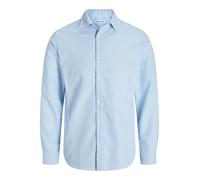 Langarmhemd JACK & JONES "JJJOE STRUCTURE SHIRT L/S", Herren, Gr. M, N-Gr, blau (cashmere blau), Web, Obermaterial: 60% Baumwolle, 40% Polyester, slim fit normal, ohne Ausschnitt, 2-Knopf-Manschette,