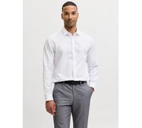 Langarmhemd JACK & JONES "JJJOE STRUCTURE SHIRT L/S", Herren, Gr. XL, N-Gr, weiß, Web, Obermaterial: 60% Baumwolle, 40% Polyester, slim fit normal, ohne Ausschnitt, 2-Knopf-Manschette, Hemden (5483113