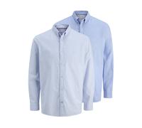 Langarmhemd JACK & JONES "JJOXFORD DETAIL SHIRT LS 2 PACK MP", Herren, Gr. S, N-Gr, blau (cashmere blau pack:with infinity stripes), Web, Obermaterial: 100% Baumwolle, gestreift, relaxed fit normal, H