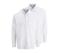 Langarmhemd JACK & JONES "JJOXFORD DETAIL SHIRT LS 2 PACK MP", Herren, Gr. S, N-Gr, weiß pack:with weiß, Web, Obermaterial: 100% Baumwolle, unifarben, relaxed fit normal, Hemden Langarmhemd (11869047-