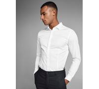 Langarmhemd JACK & JONES "JJPRPARMA SHIRT L/S NOOS", Herren, Gr. XS, N-Gr, weiß, Web, Obermaterial: 98% Baumwolle, 2% Elasthan, sehr schmal taillenbedeckt, ohne Ausschnitt, Ärmel mit Ärmelschlitz 2-Kn