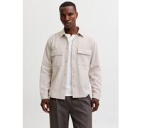 Langarmhemd JACK & JONES "JJWILLIAM SWEAT OVERSHIRT LS NOOS", Herren, Gr. M, N-Gr, beige (moonbeam), Sweatware, Obermaterial: 86% Polyester, 14% Viskose, unifarben, relaxed fit normal, ohne Ausschnitt