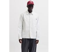 Langarmhemd JACK & JONES "JORFREDERIKSBERG OXFORD SHIRT LS SN", Herren, Gr. L, N-Gr, weiß (snow weiß stripes:stripes), Web, Obermaterial: 100% Baumwolle, gestreift, relaxed fit normal, ohne Ausschnitt