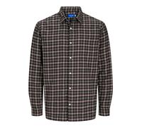 Langarmhemd JACK & JONES "JORJOSHUA FLANNEL CHECK SHIRT LS", Herren, Gr. XS, N-Gr, grau (pavement), Web, Obermaterial: 60% Baumwolle, 40% Polyester, kariert, comfort fit, 2-Knopf-Manschette, Hemden (5