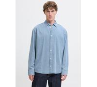 Langarmhemd JACK & JONES "JORNORREBRO DENIM SHIRT LS SN", Herren, Gr. XS, N-Gr, blau (medium blau denim), Web, Obermaterial: 100% Baumwolle, unifarben, relaxed fit, Hemden (44865025-XS) medium blau de