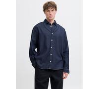Langarmhemd JACK & JONES "JORNORREBRO DENIM SHIRT LS SN", Herren, Gr. XXL, N-Gr, blau (dunkelblau denim), Web, Obermaterial: 100% Baumwolle, unifarben, modisch, relaxed fit, Langarm, Hemden (59122616-