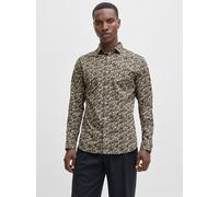 Langarmhemd JACK & JONES "JPRBLABLACKPOOL STRETCH AOP LS SHIRT SN", Herren, Gr. XXL, N-Gr, beech, Web, Obermaterial: 96% Baumwolle, 4% Elasthan, slim fit, Hemden (37600523-XXL) beech