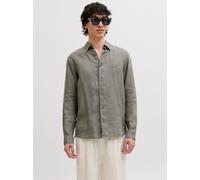 Jack & Jones Herrenhemd Mann Jprblalawrence Linen Ls Sn Grau L