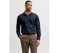 Langarmhemd JACK & JONES "JPRBLAPARKER DETAIL L/S SHIRT SN", Herren, Gr. L, N-Gr, night sky, Web, Obermaterial: 100% Baumwolle, unifarben, slim fit normal, ohne Ausschnitt, 2-Knopf-Manschette, Hemden,