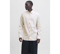 Langarmhemd JACK & JONES "JPRBLAPARKER MELANGE L/S SHIRT BF", Herren, Gr. M, N-Gr, beige (silber gray), Web, Obermaterial: 58% Lyocell, 42% Baumwolle, unifarben, regular fit, Hemden (60667221-M) silbe